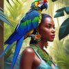 African Woman And Parrot Diamond Painting