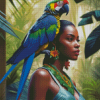 African Woman And Parrot Diamond Painting