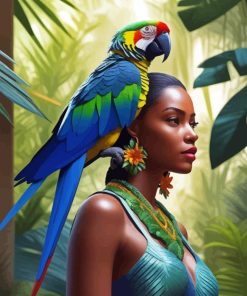 African Woman And Parrot Diamond Painting