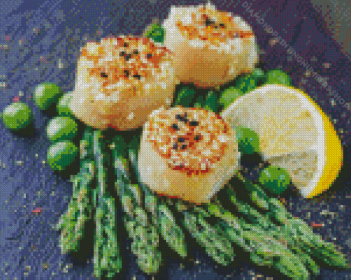 Asparagus With Scallops Dish Diamond Painting