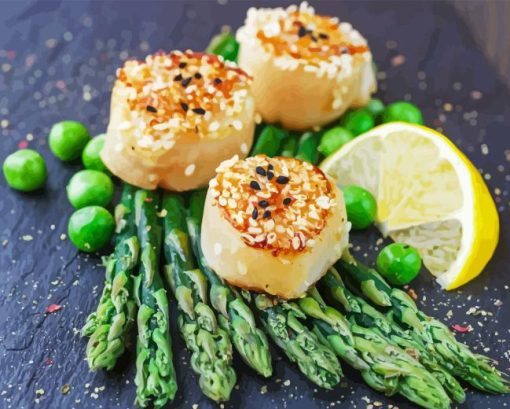 Asparagus With Scallops Dish Diamond Painting