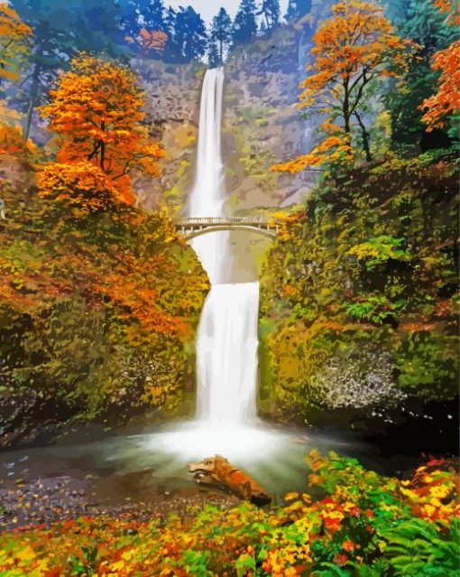 Autumn Multnomah Falls Diamond Painting