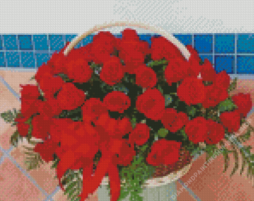 Basket Of Roses Diamond Painting