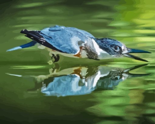 Belted Kingfisher Diamond Painting