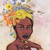 Black African Floral Woman Diamond Painting