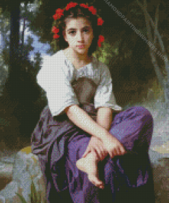 Bouguereau At The Edge Of The Brook Diamond Paintings