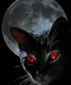 Cat With Red Eyes Diamond Painting