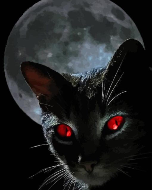 Cat With Red Eyes Diamond Painting