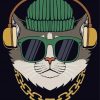 Cat With Headphones And Glasses Diamond Painting