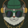 Cat With Headphones And Glasses Diamond Painting