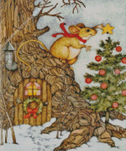 Christmas Mouse Art Diamond Painting