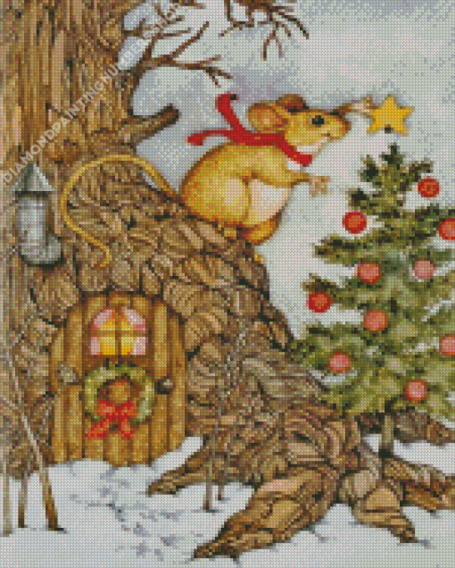 Christmas Mouse Art Diamond Painting