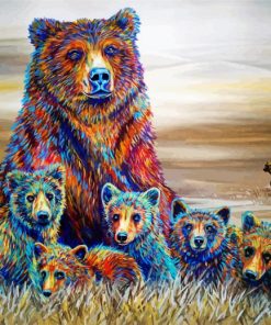 Colorful Bears Family Diamond Painting