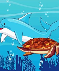 Dolphin And Turtle Art Diamond Painting