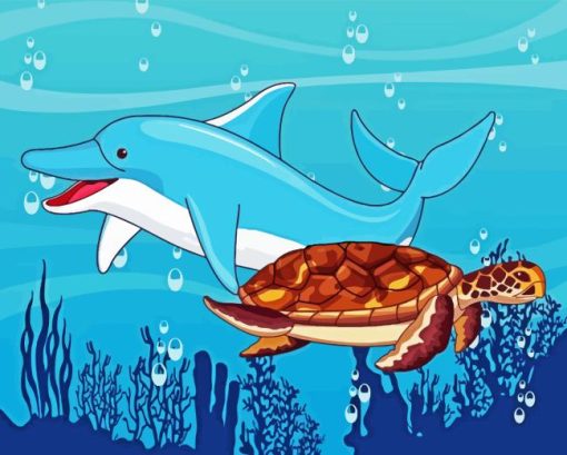 Dolphin And Turtle Art Diamond Painting