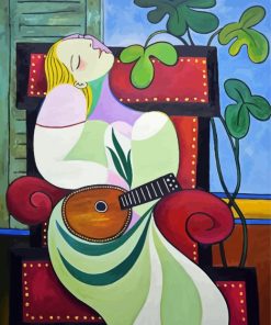 Dreaming Woman With Mandolin Diamond Painting