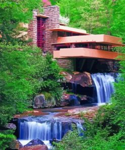 Fallingwaters By Frank Lloyd Wright Diamond Painting