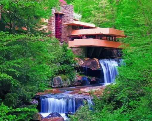 Fallingwaters By Frank Lloyd Wright Diamond Painting