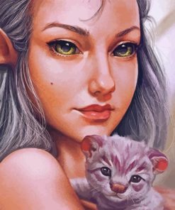 Fantasy Cat And Elf Diamond Painting