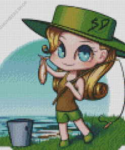 Fishing Girl Diamond Painting