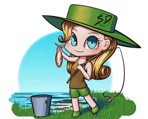 Fishing Girl Diamond Painting