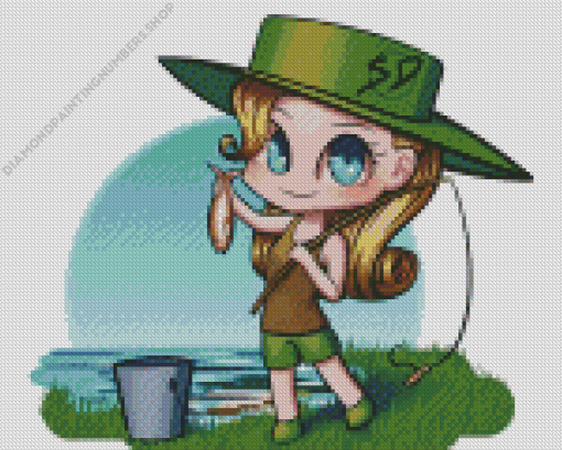 Fishing Girl Diamond Painting