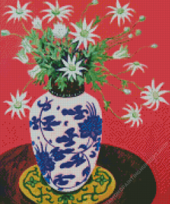 Flowers In Blue And White Chinese Vase Diamond Painting