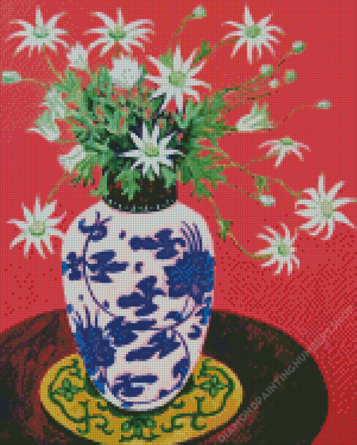 Flowers In Blue And White Chinese Vase Diamond Painting