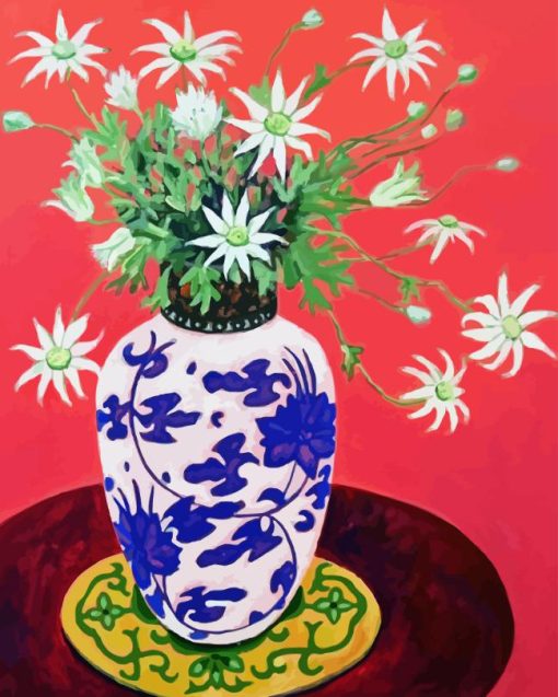 Flowers In Blue And White Chinese Vase Diamond Painting