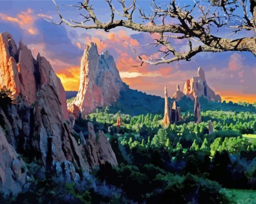 Garden Of The Gods At Sunset Diamond Painting