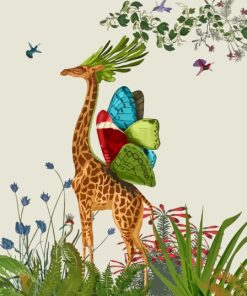 Giraffe With Butterflies Wings Diamond Painting