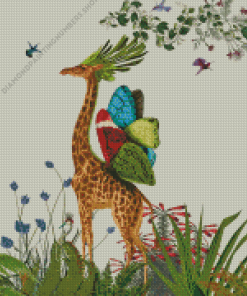 Giraffe With Butterflies Wings Diamond Painting