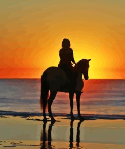 Girl On Horse At Beach Diamond Painting