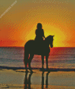 Girl On Horse At Beach Diamond Painting