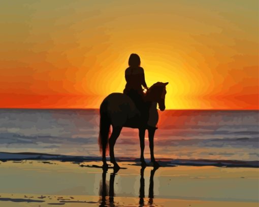 Girl On Horse At Beach Diamond Painting