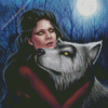 Gothic Woman With Wolf Diamond Painting