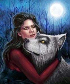 Gothic Woman With Wolf Diamond Painting