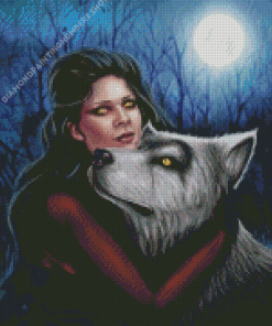 Gothic Woman With Wolf Diamond Painting