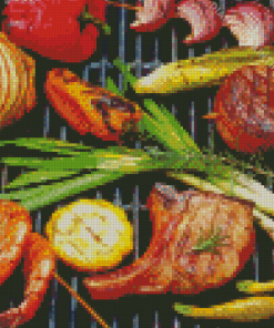 Grilling Food Diamond Painting