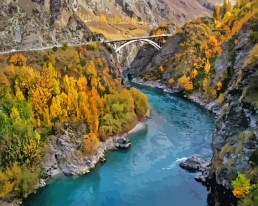 Kawarau Gorge River In Otago Diamond Painting