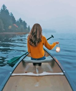 Lady In Boat With Lantern Diamond Painting