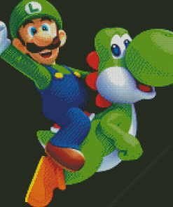 Luigi And Yoshi Cartoon Diamond Painting