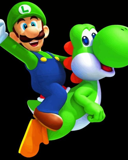 Luigi And Yoshi Cartoon Diamond Painting