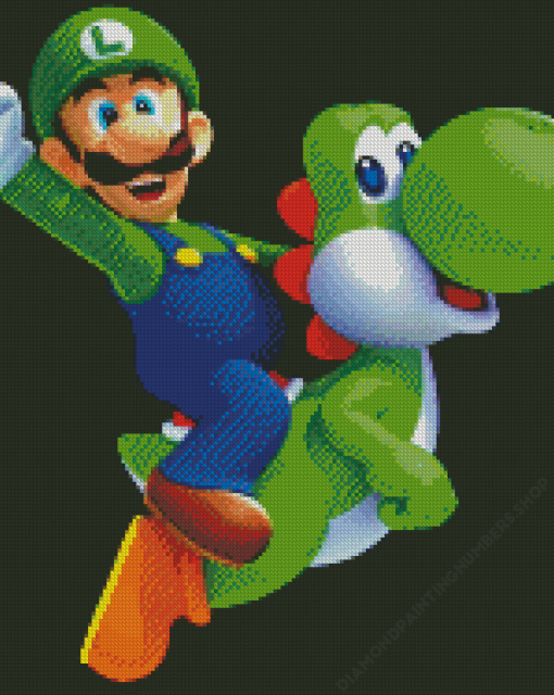 Luigi And Yoshi Cartoon Diamond Painting