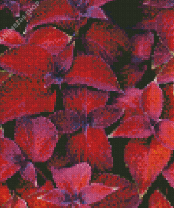 Maroon Plant Leaves Diamond Painting