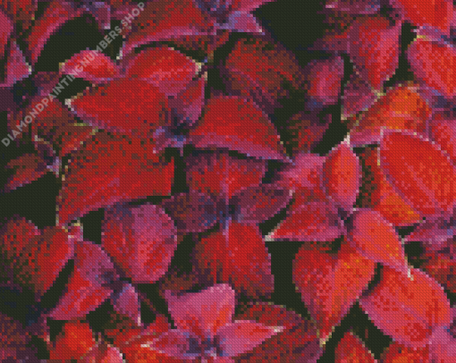 Maroon Plant Leaves Diamond Painting