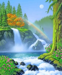 Nature Forest Waterfall Diamond Painting