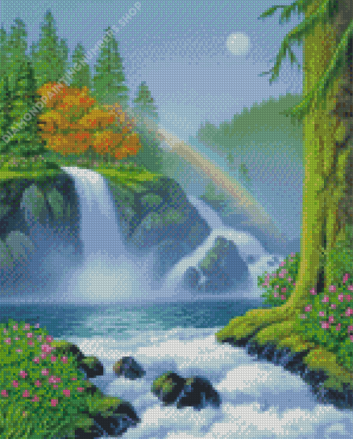 Nature Forest Waterfall Diamond Painting