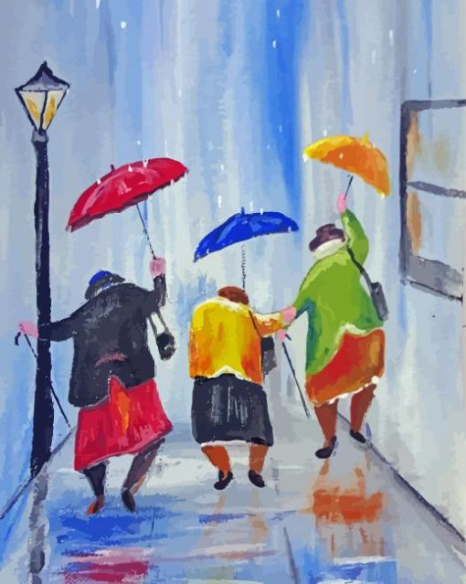 Old Ladies Dancing In The Rain Diamond Painting