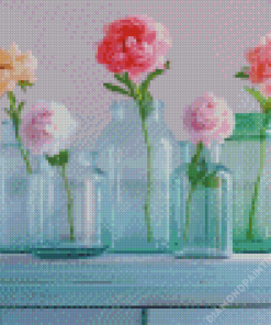 Peonies In Glass Bottles Diamond Painting